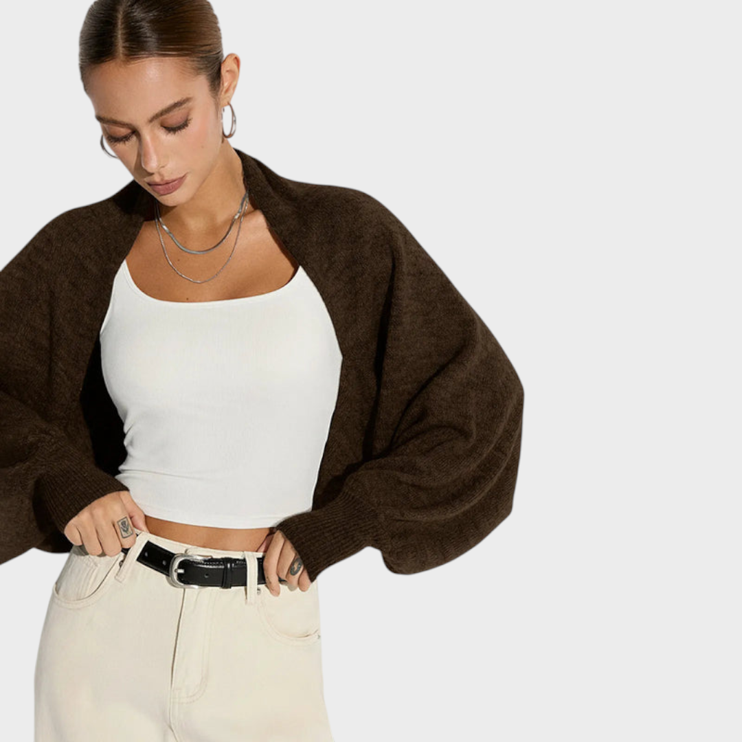 Jazzie | Κάρντιγκαν από Μίγμα Μαλλιού με Υπερμεγέθη Μανίκια Μπατγουίνγκ