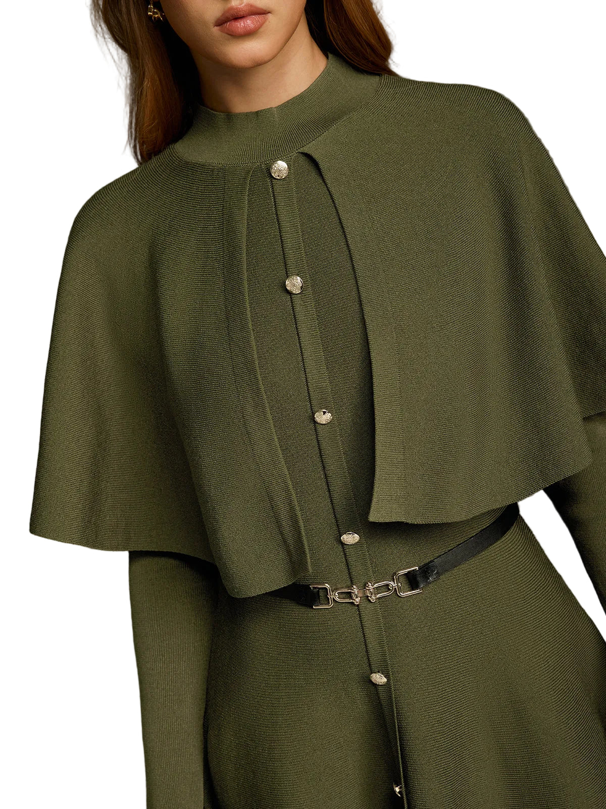 Coleen | Μίντι Φόρεμα με Κουμπιά, Ζώνη και Λεπτομέρεια Κάπα (Capelet-Style Button-Front Belted Midi Dress)