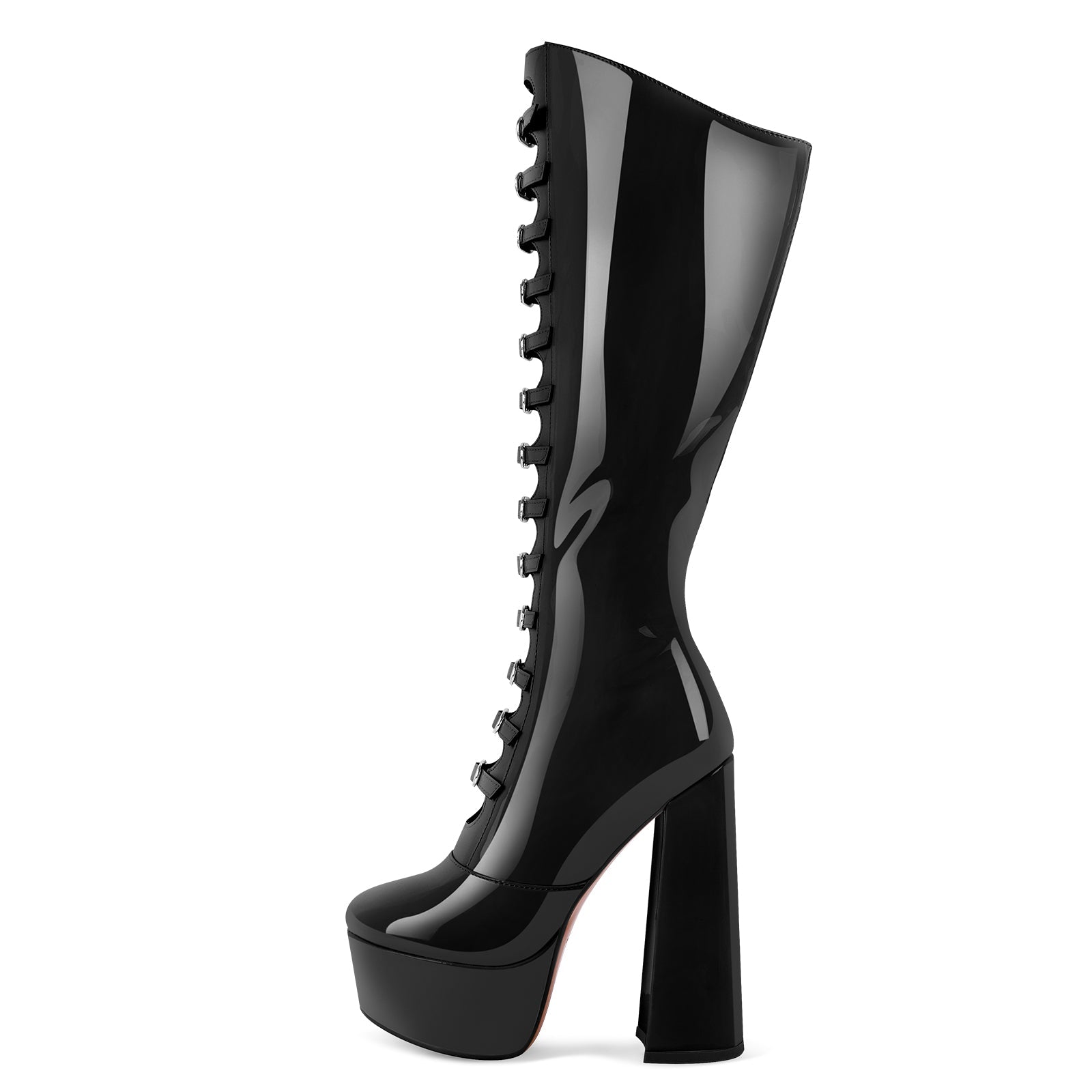 Mandy Μπότες μέχρι το Γόνατο με Πλατφόρμα και Πολλαπλά Λουράκια με Αγκράφες