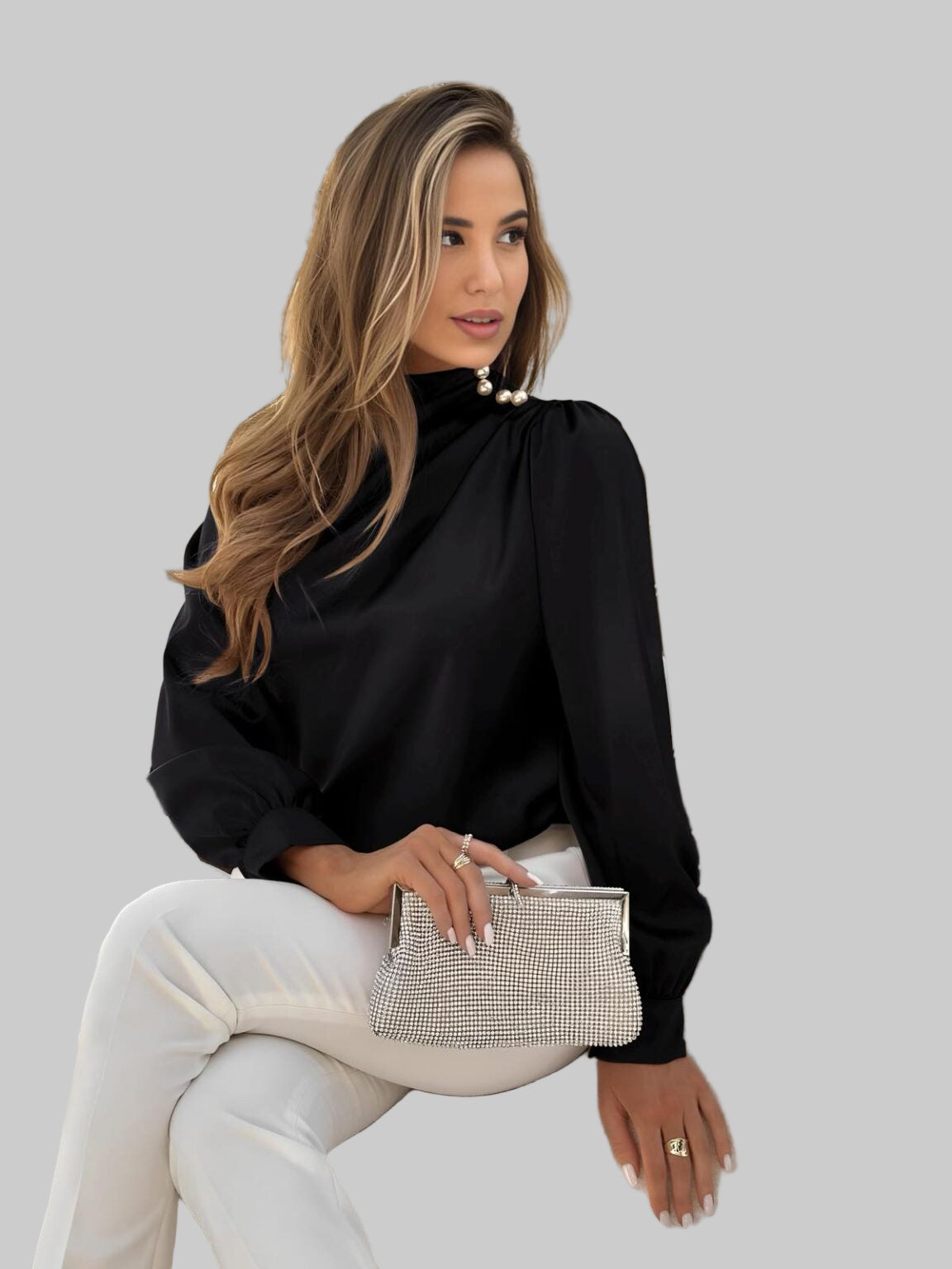 Μπλούζα Σατέν Με Πέρλες