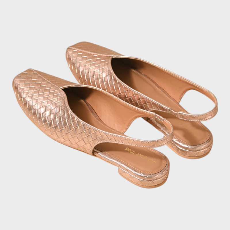 Amanda | Σανδάλια με τετράγωνη μύτη και τακούνι block σε ροζ χρυσό