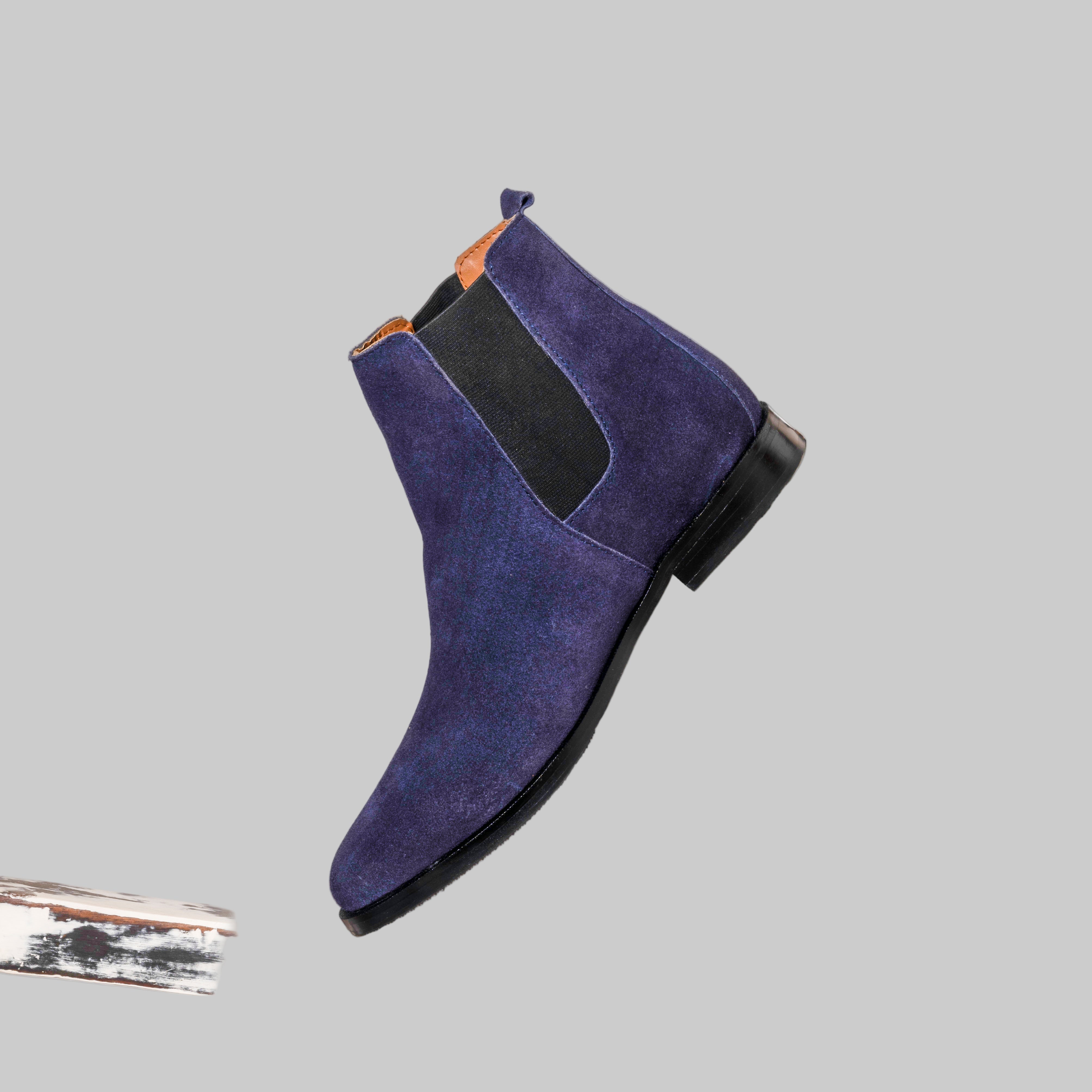 Δερμάτινα Σουέντ Μποτάκια Τσέλσι (Ναυτικό)