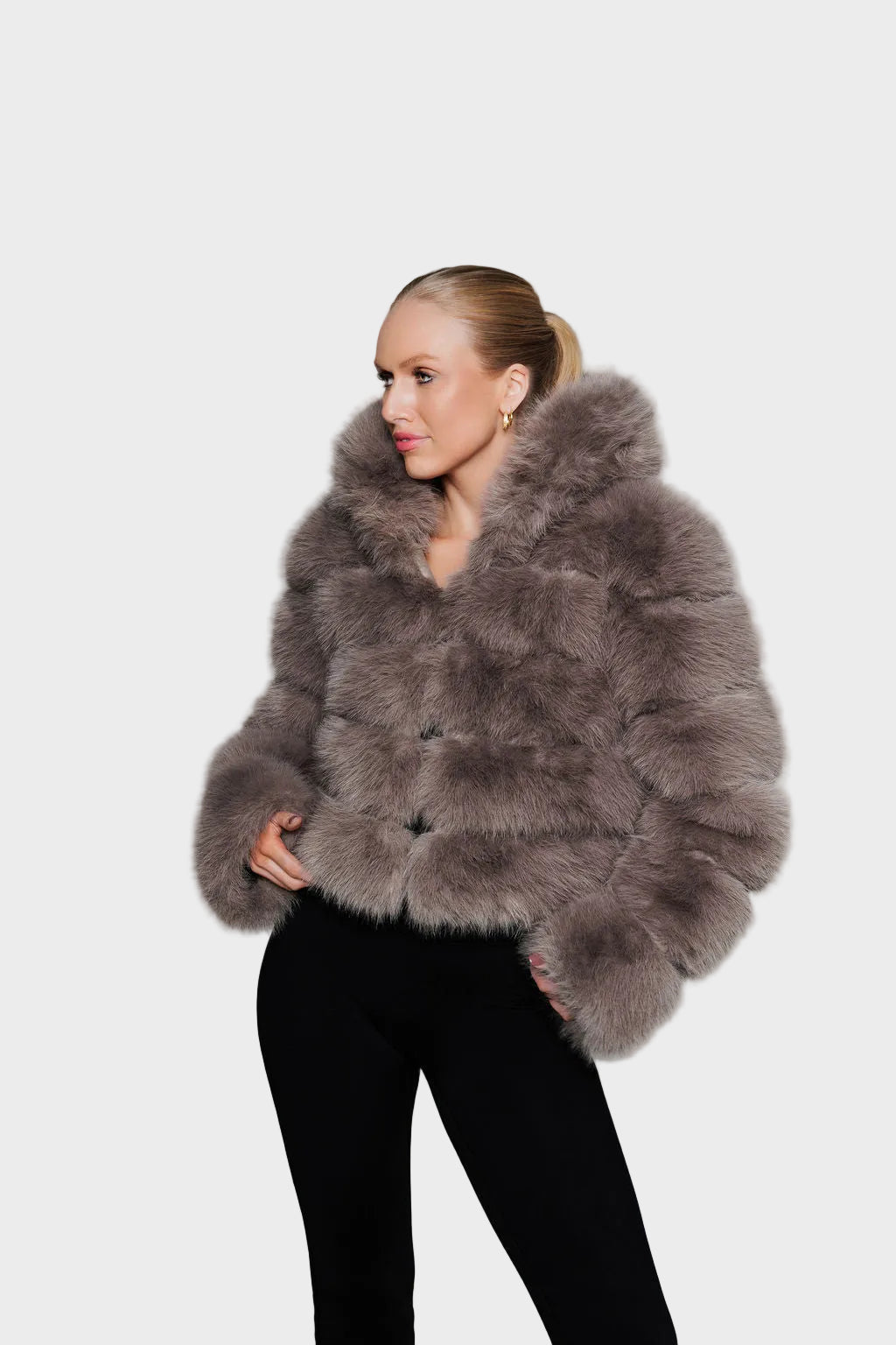 Lumina | ΤΖΑΚΕΤ ΑΠΟ ΤΕΧΝΗΤΗ ΓΟΥΝΑ ΜΕ ΚΟΥΚΟΥΛΑ - ΚΑΦΕ ΤΗΣ ΣΤΑΧΤΗΣ (ASH BROWN)