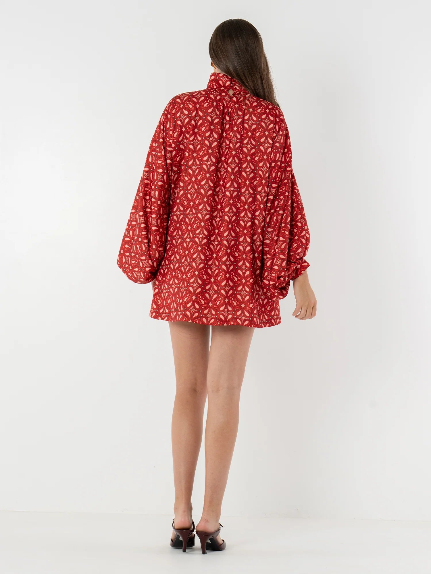 Kayla - Μίνι Bohemian Φόρεμα με Ψηλό Λαιμό και Μανίκια Φανάρια (Bohemian High Neck Lantern Sleeve Mini Dress)