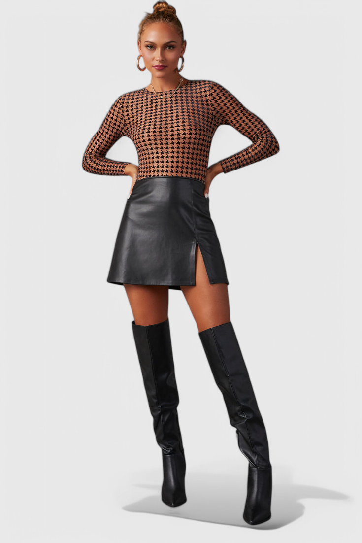 Bella Μαύρες Μπότες Πάνω από το Γόνατο με Φαρδύ Τακούν