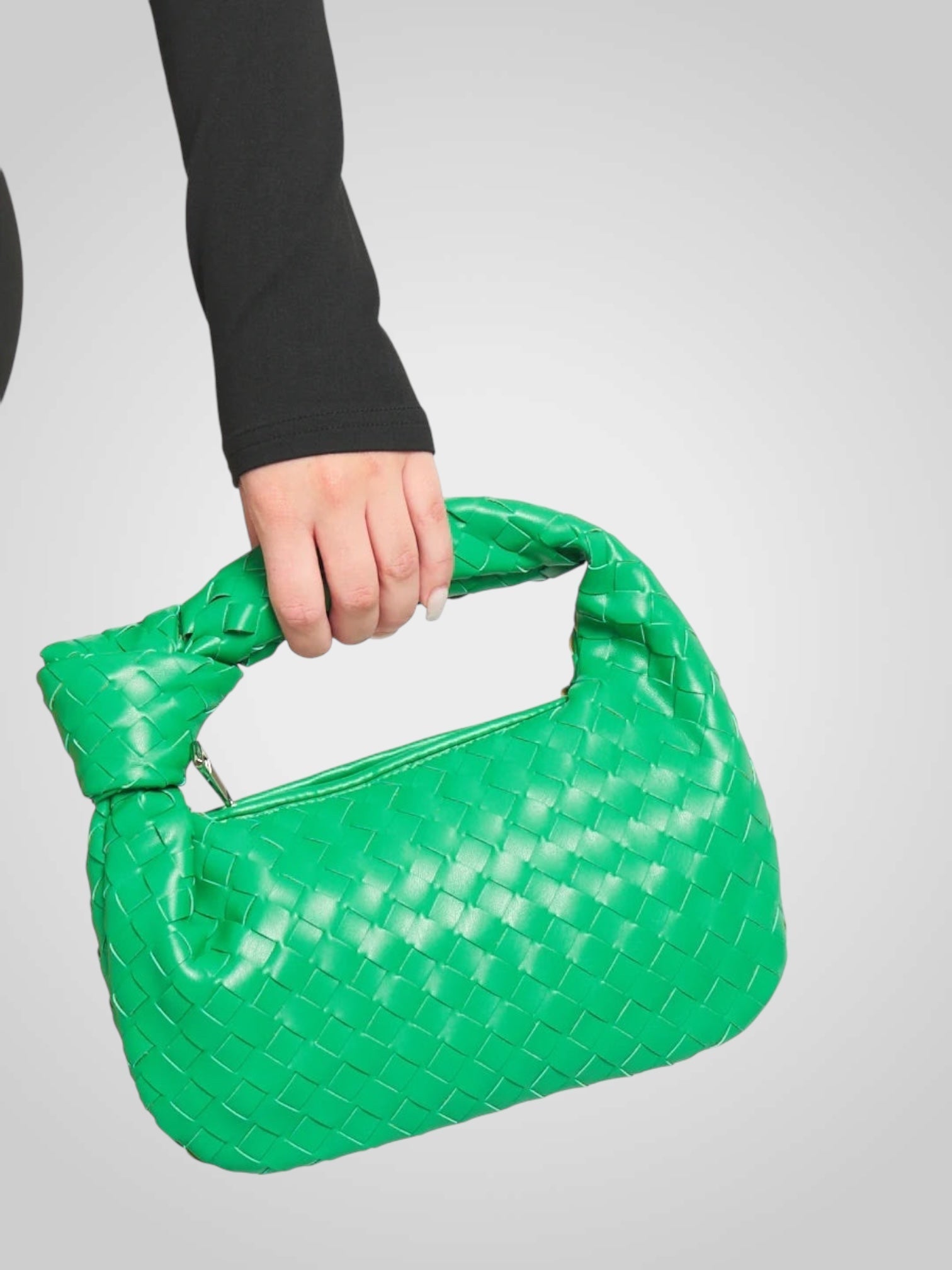 Άουρα | Μίνι Τσάντα με Πλεκτό Κόμπο Χερούλι από Οικολογικό Δέρμα σε Απόχρωση Κρασιού