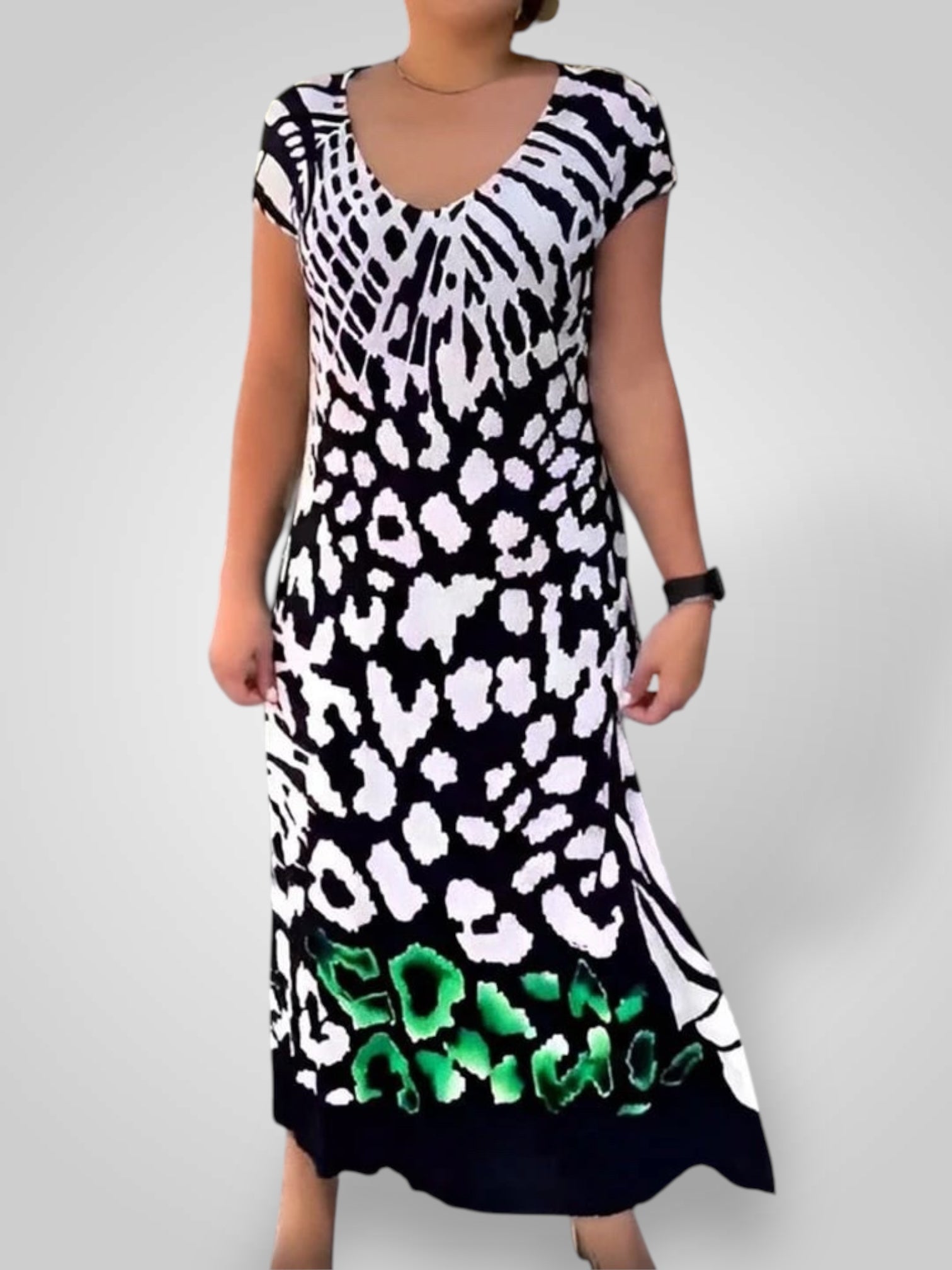 Ρόδα | Καθημερινό Printed Κοντό Μανίκι Φόρεμα