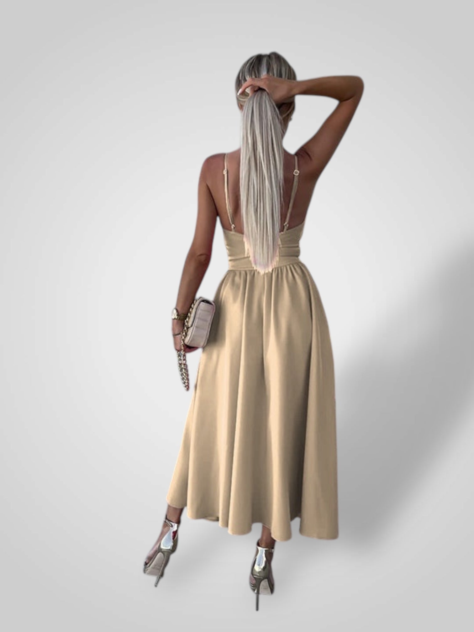 Εύη | Γυναικείο Φόρεμα με Λεπτές Τιράντες και Ψηλό Σκίσιμο