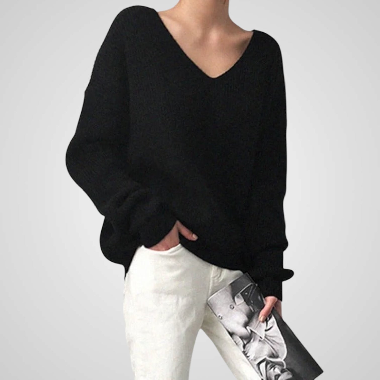 Μαρί | Γυναικεία Άνετο Πουλόβερ με V-λαιμόκοψηline