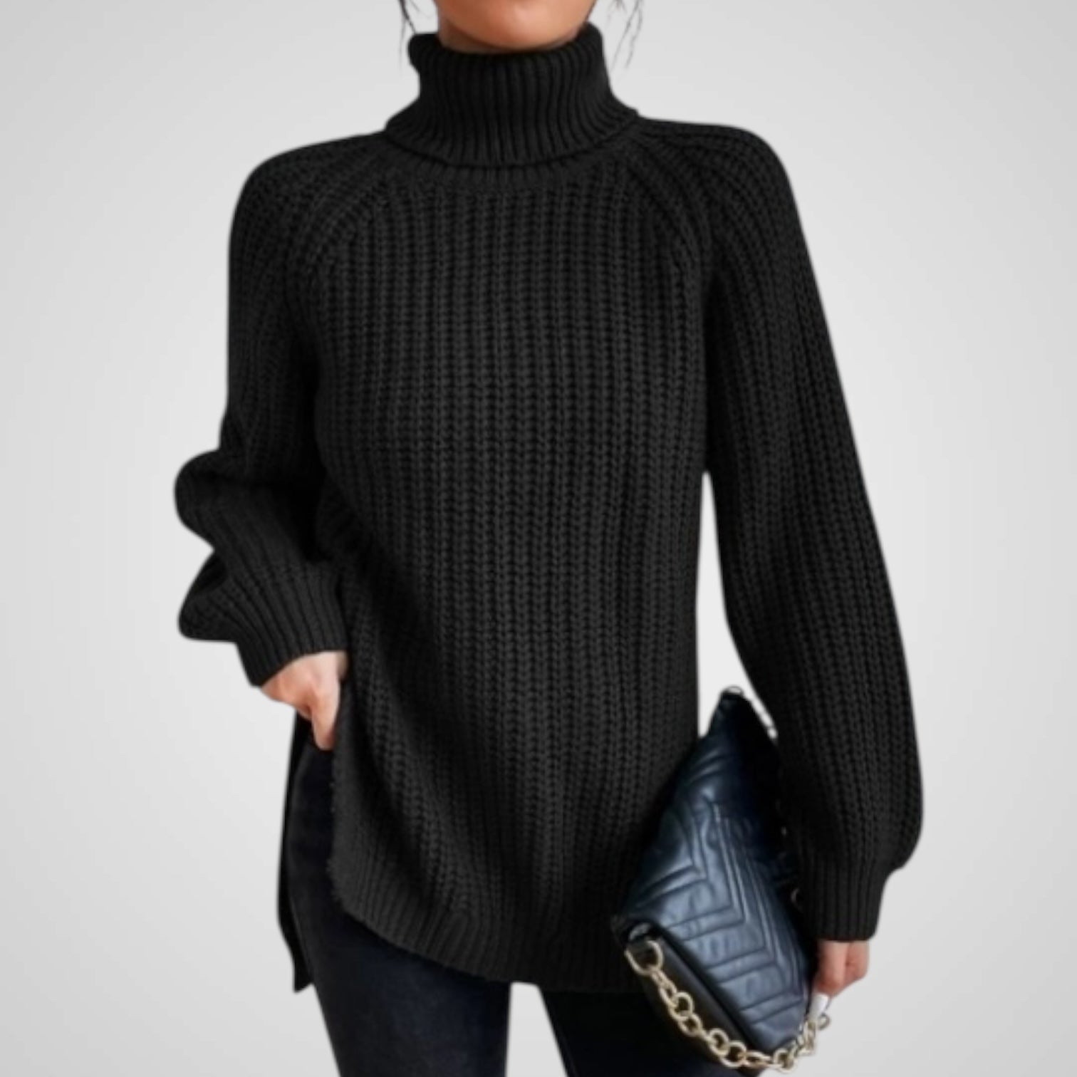 Γυναικεία Ζιβάγκο Ριπ Knit Σχίσιμο Πουλόβερ