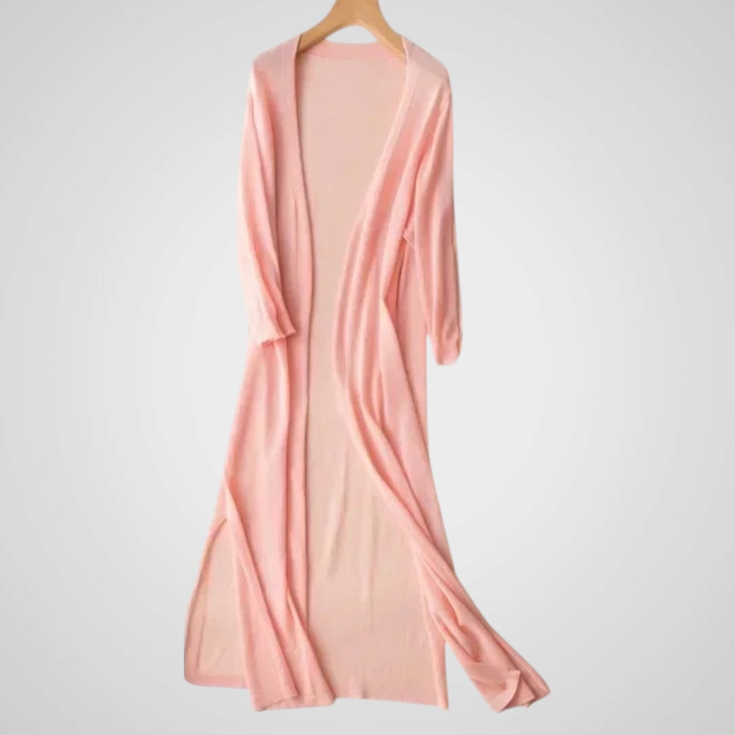 Γουέντι | Γυναικεία Μακρύ Ζακέτα - Ανάλαφρο Knit - 3/4 Μανίκι – Επικάλυψη Απαραίτητο