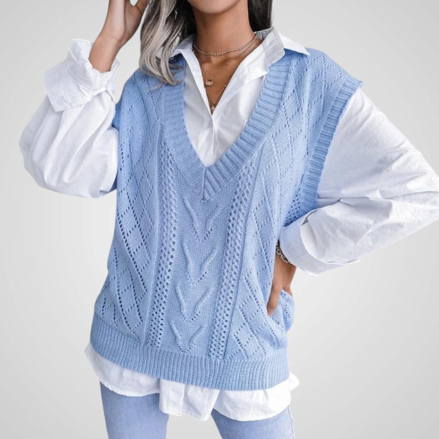 Ρούντι | Γυναικεία Πλεκτό Γιλέκο με Λαιμόκοψη V σχήματος