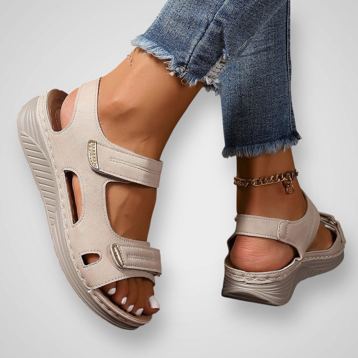 Fame - Ορθοπεδικά γυναικεία πλατφόρμα πέδιλα με λουράκι 