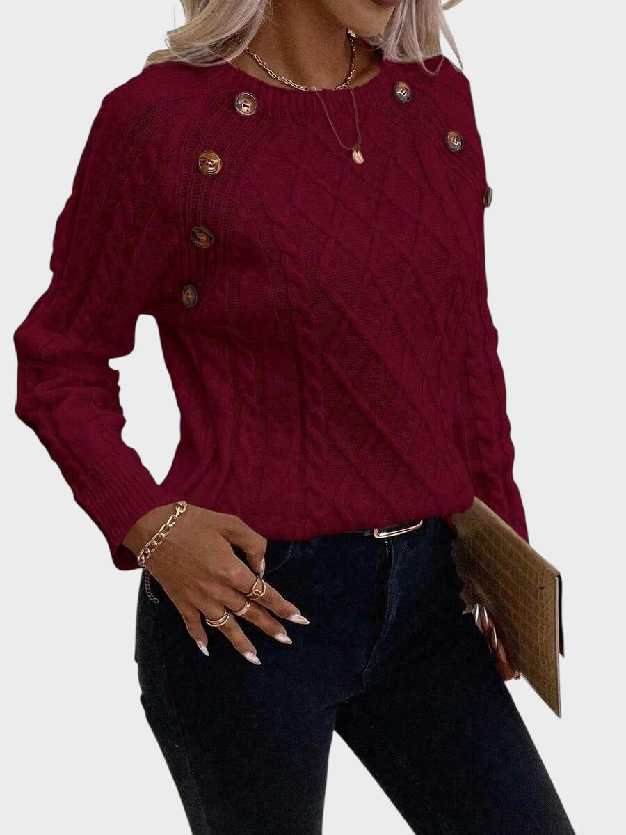 Clara – Πουλόβερ με Κουμπιά και Πλεκτή Ύφη 