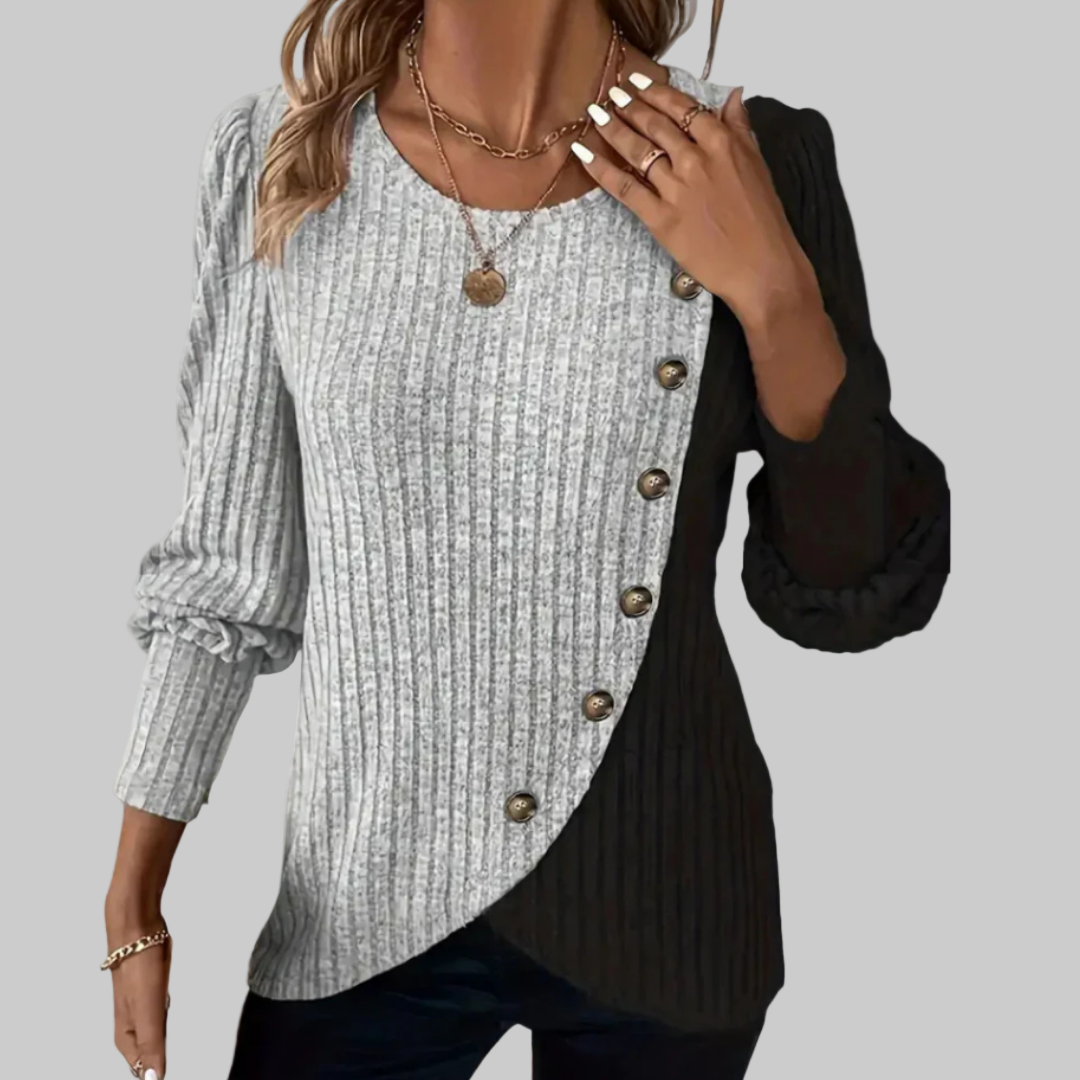 KAIA | κομψό πλεκτό πουκάμισο με μακριά μανίκια και κουμπιά