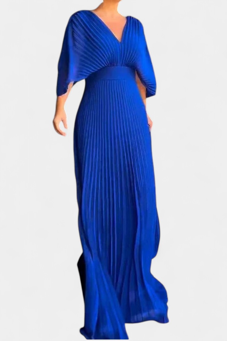 Anita Μίντι Φόρεμα με Πιέτες και V Ντεκολτέ