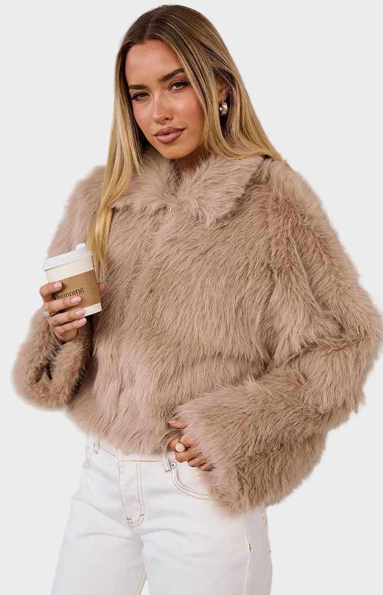 Nero Light Brown Faux Fur Jacket