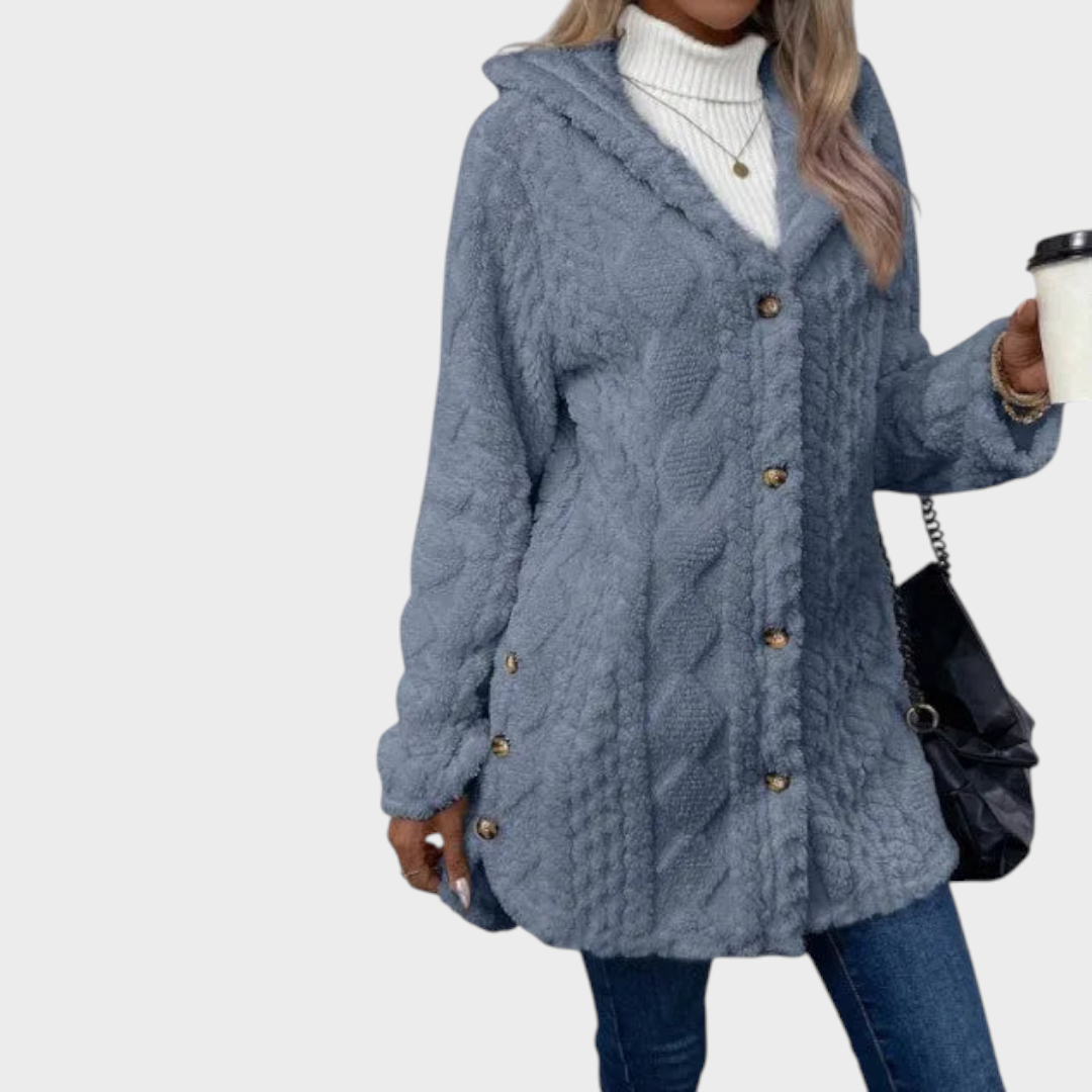 Elzie | Γυναικείο Ζεστό Τζάκετ με Κουκούλα σε Ζακάρ