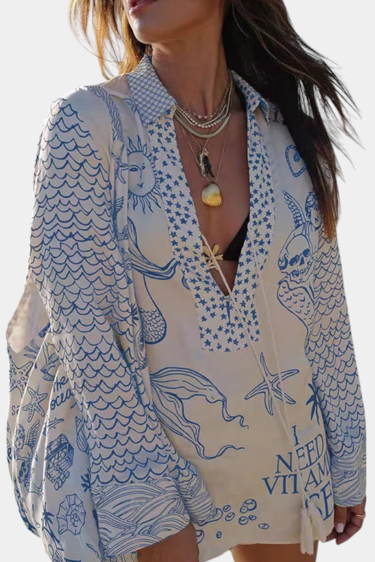 Αμαλία Πουκαμισένιο Σετ με Στάμπα και Ελαστικό Σορτς