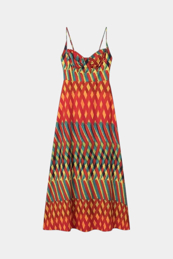 Océana Μάξι Φόρεμα Halter με Αφηρημένο Σχέδιο