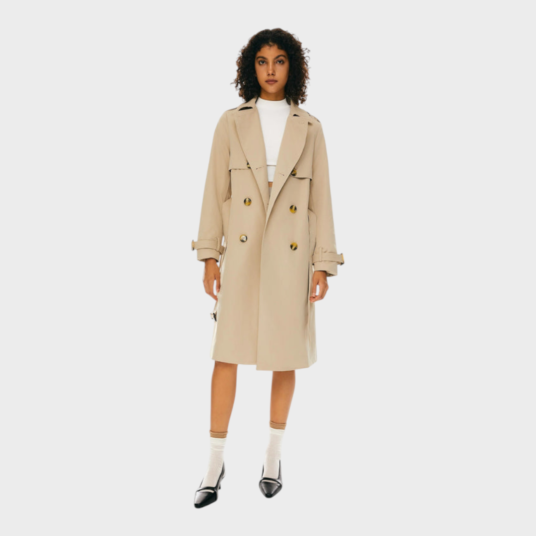 Skylar | Μακρύ Παλτό Hudson με Ζώνη και Διπλό Κούμπωμα 3/4