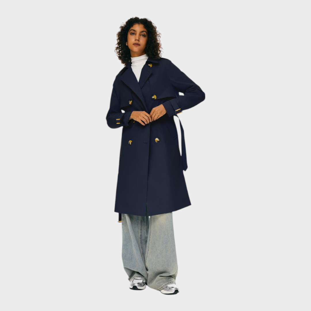 Skylar | Μακρύ Παλτό Hudson με Ζώνη και Διπλό Κούμπωμα 3/4