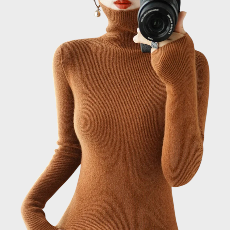 Auria | Μαλακό Ριχτό Μπλουζάκι με Υψηλό Λαιμό