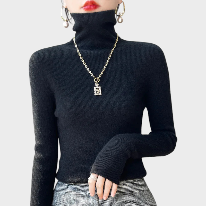 Auria | Μαλακό Ριχτό Μπλουζάκι με Υψηλό Λαιμό