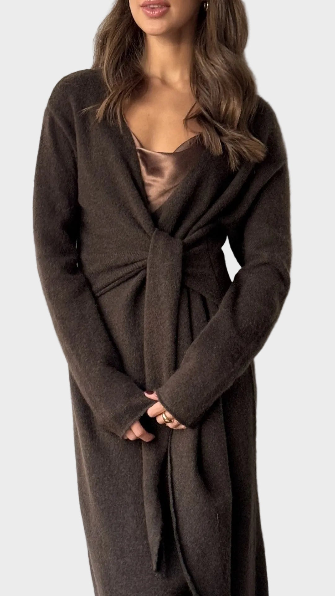 Keira Πλεκτό Φόρεμα Κρουαζέ - Σκούρο Εσπρέσο