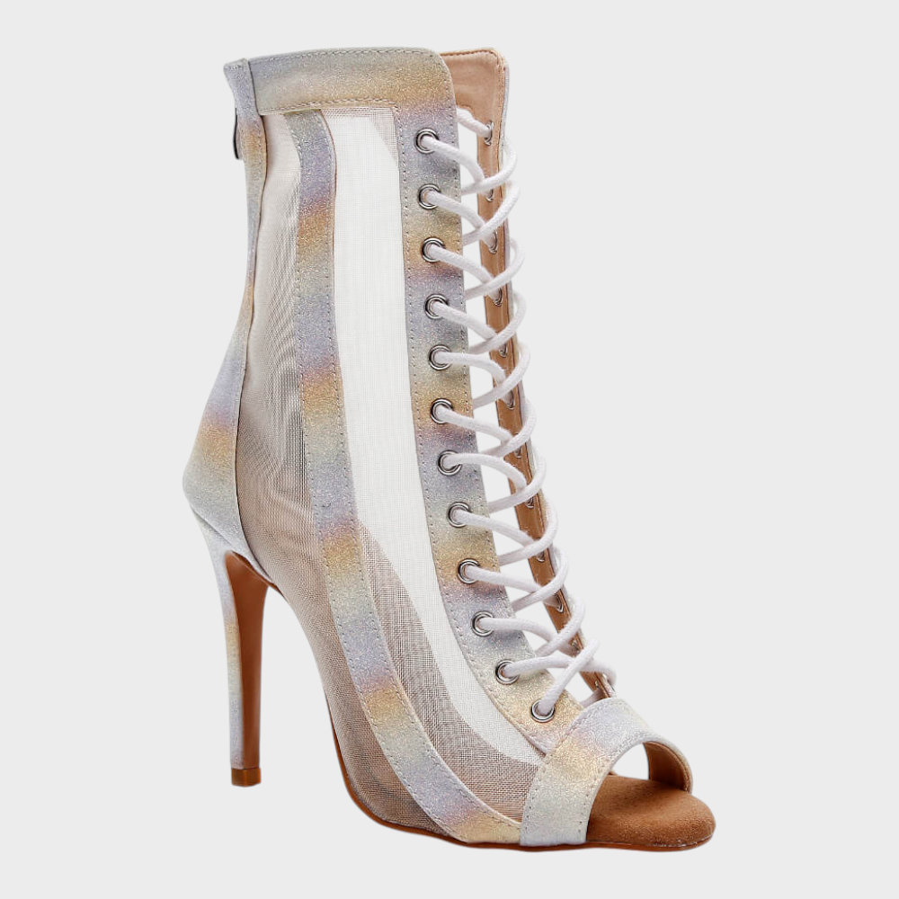 Agnes | Ανοιχτά παπούτσια με κορδόνια και πλέγμα