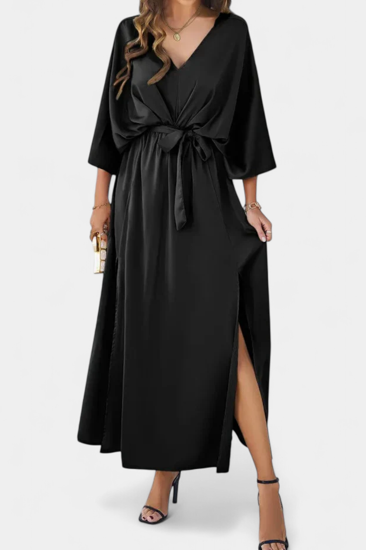 Milly Elegant φόρεμα με φιόγκο και άνοιγμα