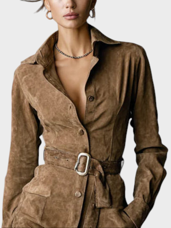 Nalea™ | Μοντέρνο ψεύτικο σουέτ ριχτό φόρεμα