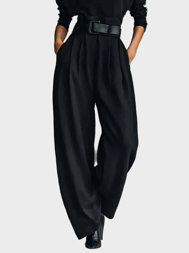 Amara | Σετ δύο τεμαχίων με ολόμαυρη ζιβάγκο μακρυμάνικη μπλούζα και παντελόνι σε ίσια γραμμή