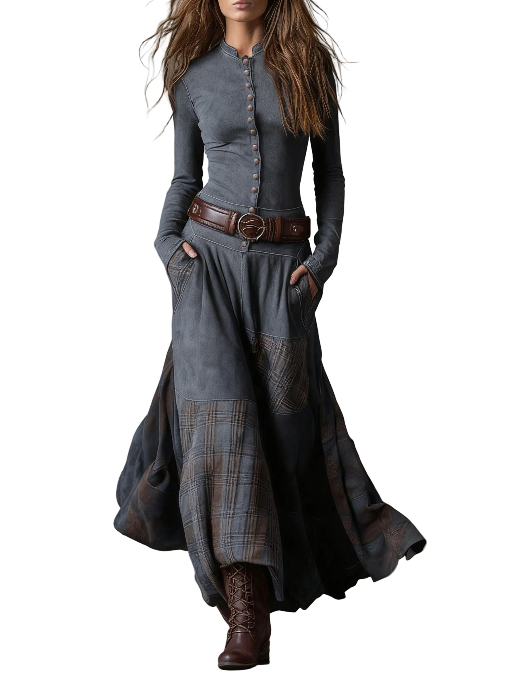 Izabella - Καστόρινο Μάξι Φόρεμα (Suede Maxi Dress)