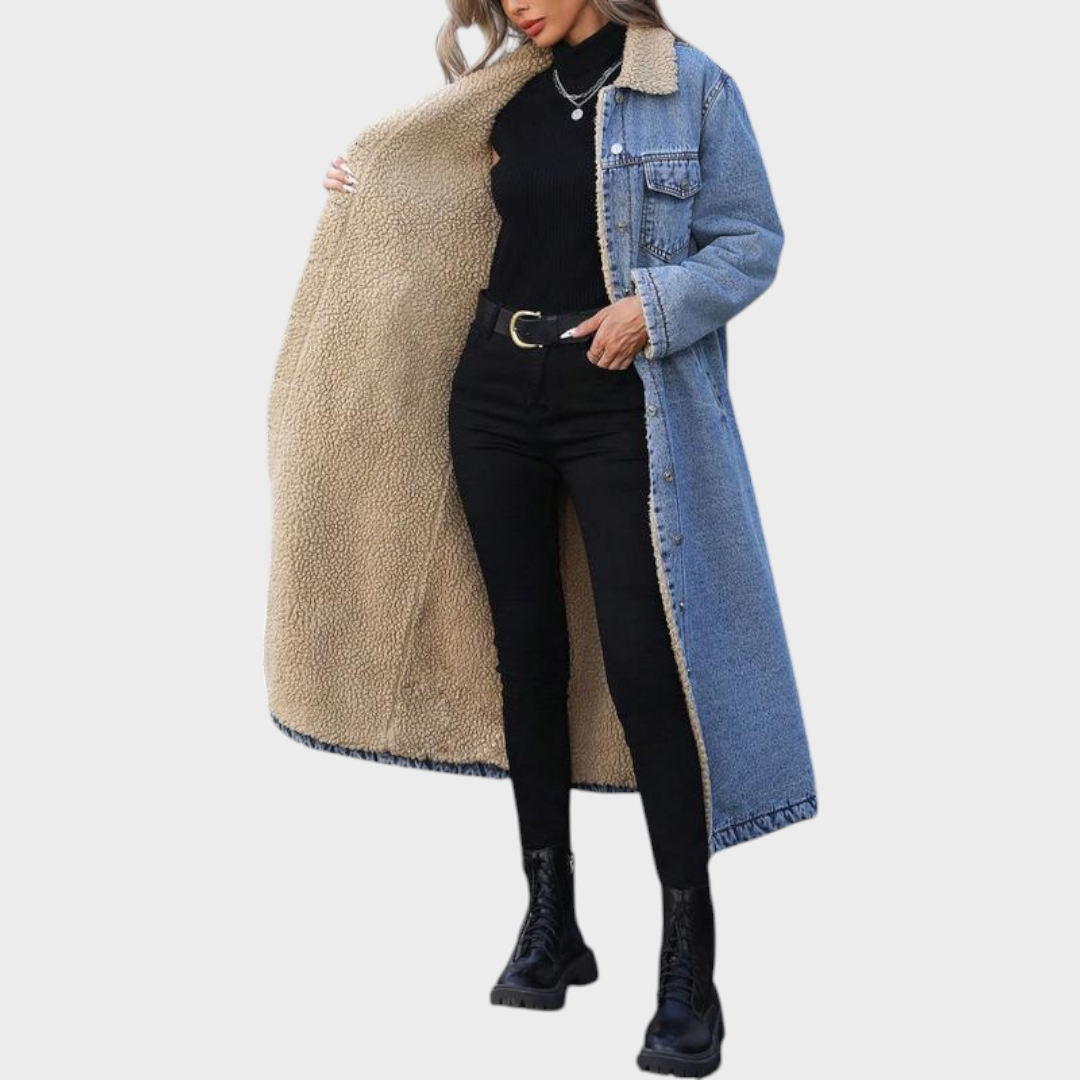 Yaritza | Μακριά Ζακέτα με Φλις Επένδυση Χειμώνα Μονόκουμπο Παλτό