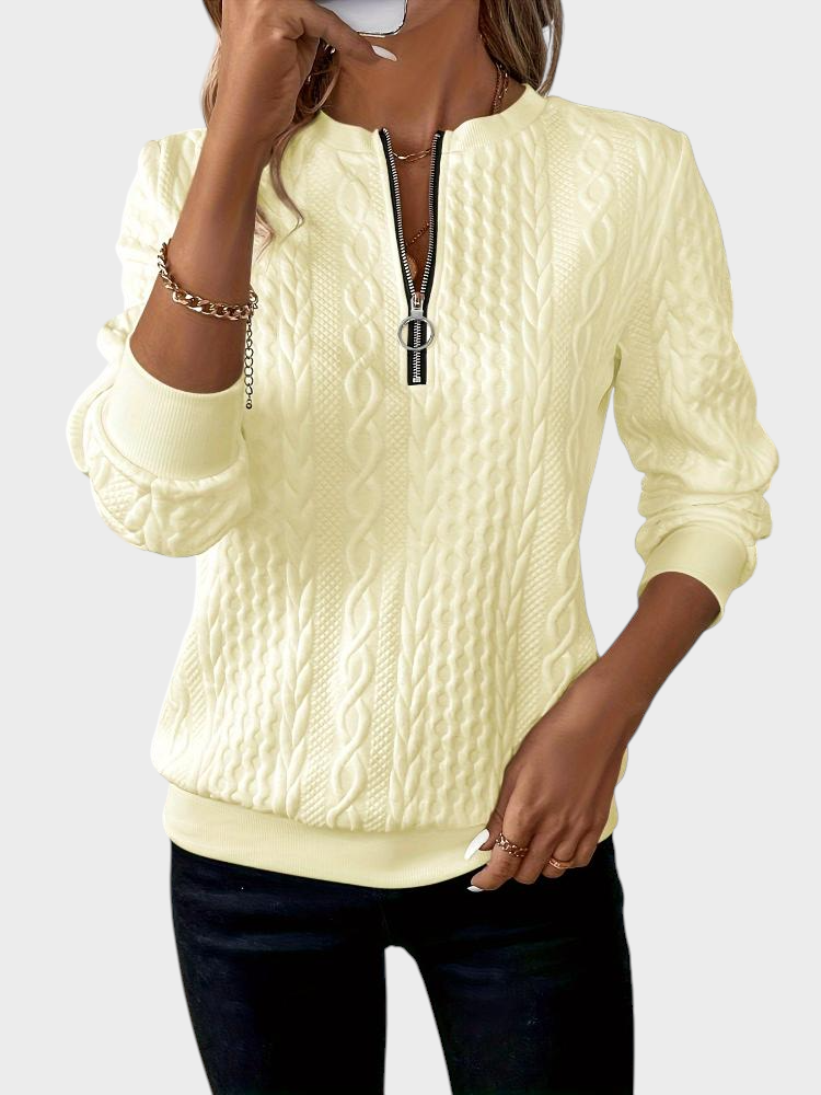 Amalie | Ζακέτα με φερμουάρ και πλέξη καλωδίου