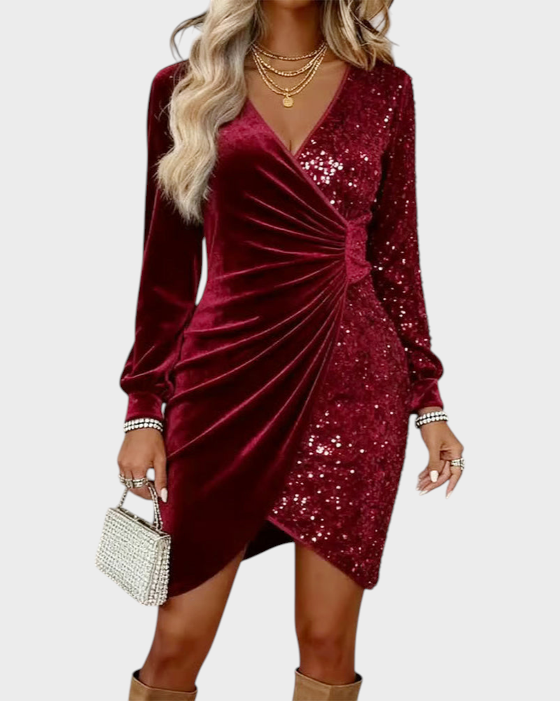 Seraphine | Φόρεμα Midi με V-Ντεκολτέ και Λάμψη