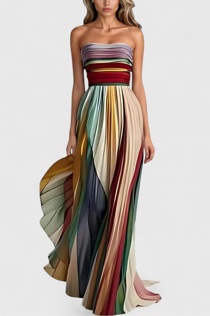 Leticia Μακρύ Φόρεμα με Απή Ροή και Φυσικό Στυλ