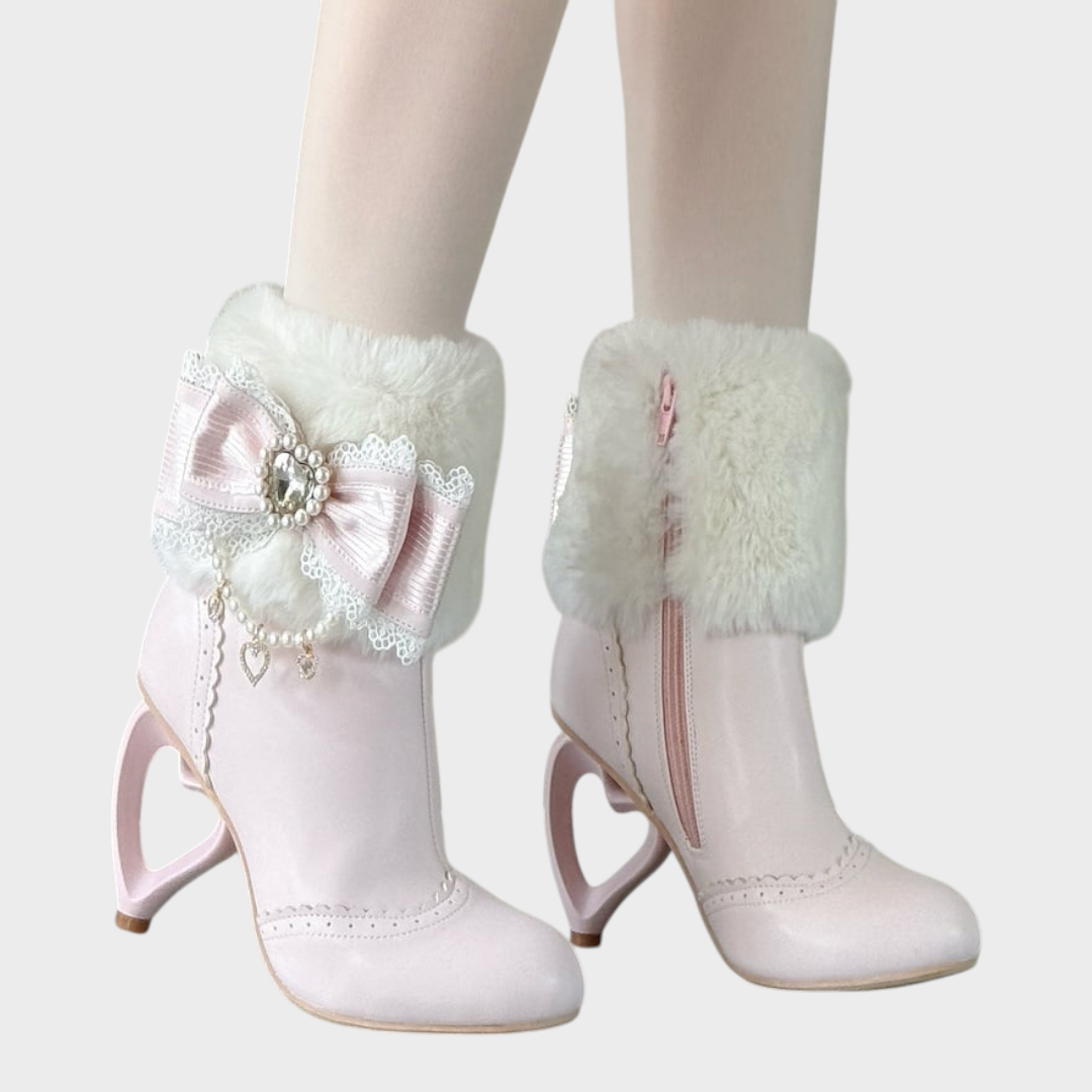 Candy | Μπότες με φτέρνα Heart Heel Sakura Pink