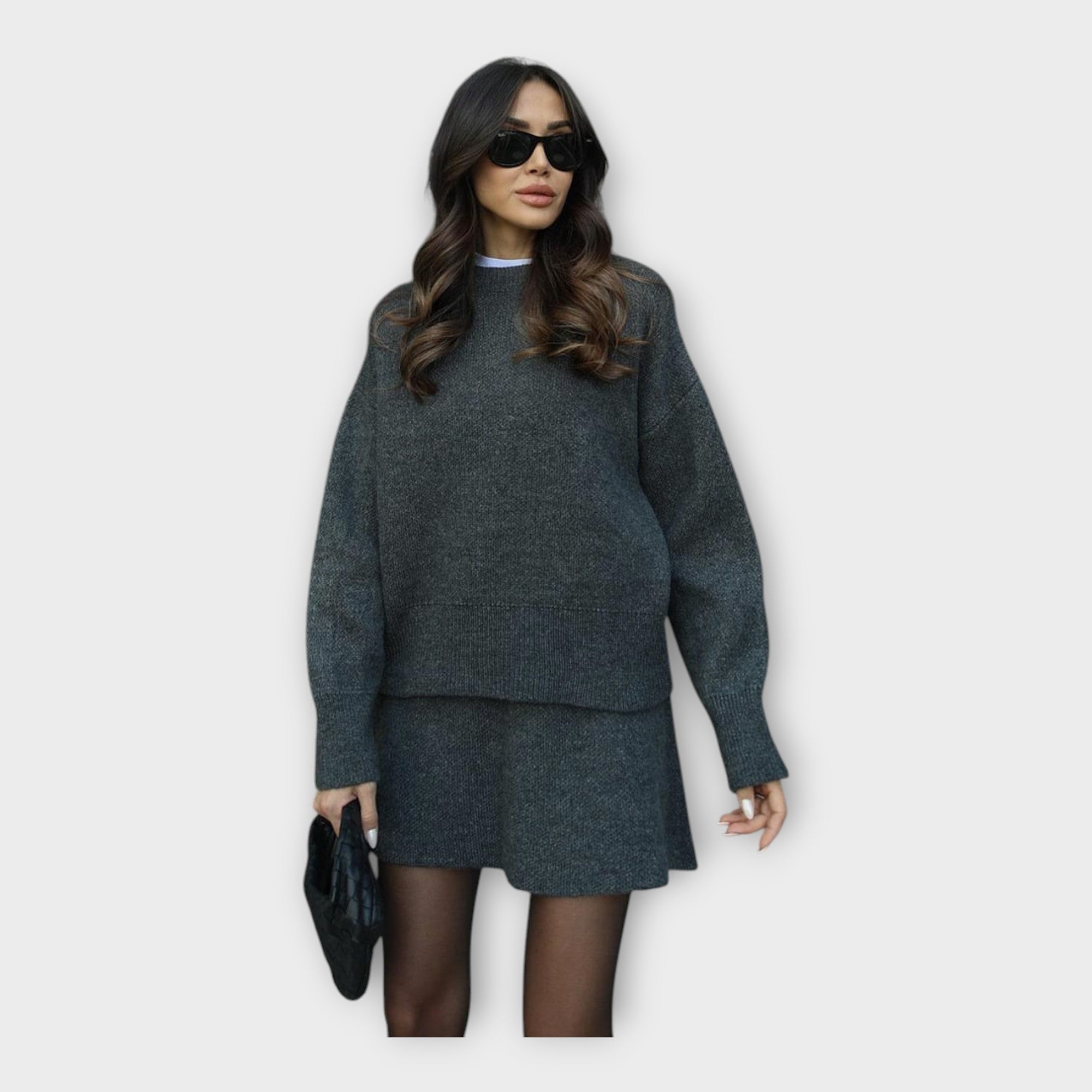 Σετ Πλεκτής Μπλούζας και Φούστας με Μοντέρνα Γραμμή