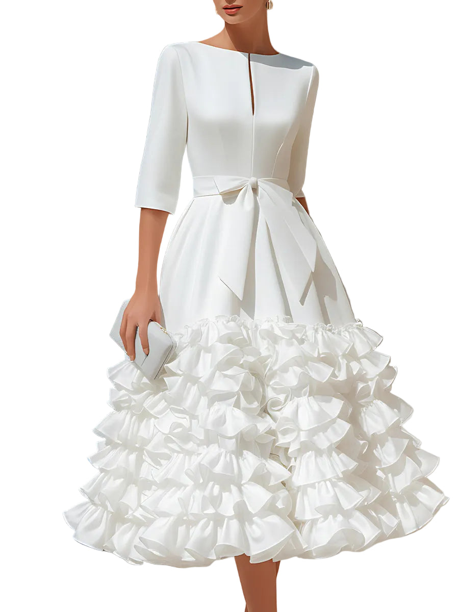 Brooke | Midi Φόρεμα με Ζώνη και Βολάν στο Τελείωμα (Belted Ruffled-Hem Midi Dress)