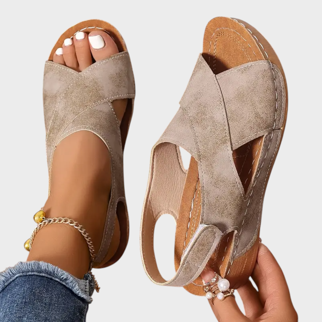 Litzy | Γυναικείες Νέες Vintage Μονοχρωμίες Καλοκαιρινές Σανδάλια με Τακούνι