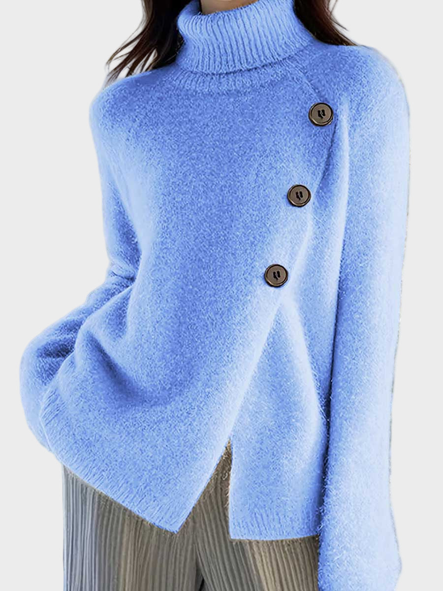 Γυναικείο Πουλόβερ Μάλλινο Μπλούζα Μακρύ Μανίκι Χαλαρό σε Στερεό Χρώμα 