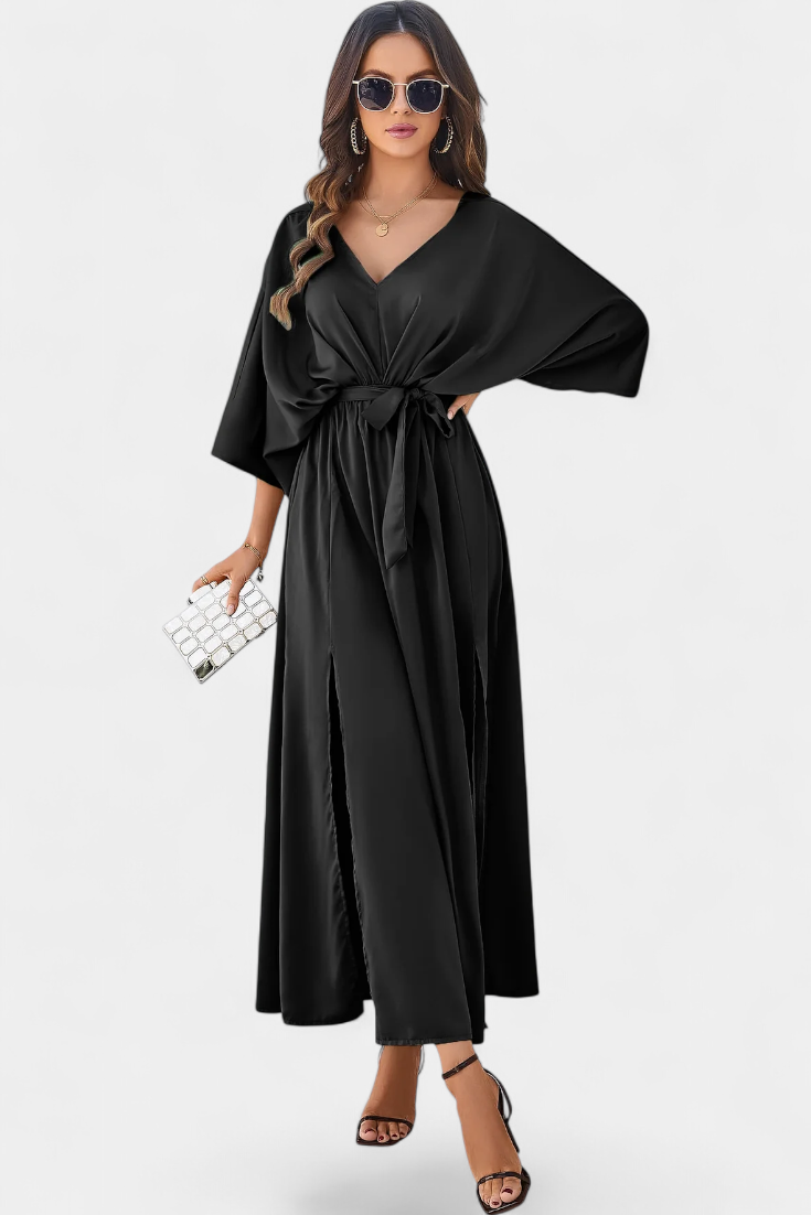 Milly Elegant φόρεμα με φιόγκο και άνοιγμα