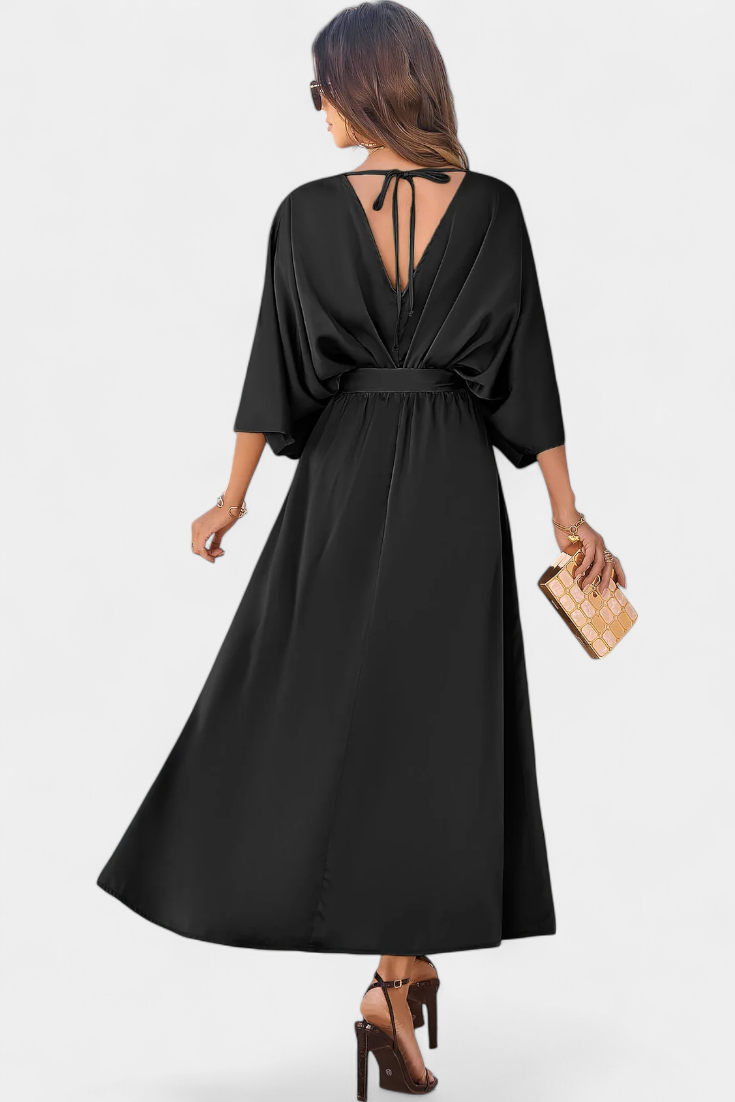 Milly Elegant φόρεμα με φιόγκο και άνοιγμα