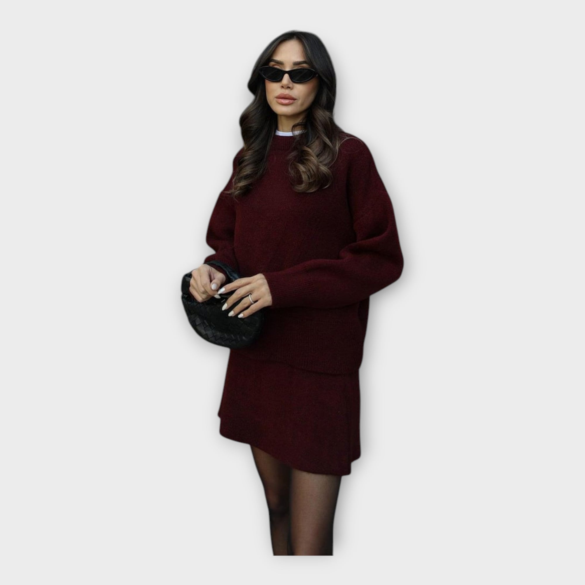 Σετ Πλεκτής Μπλούζας και Φούστας με Μοντέρνα Γραμμή