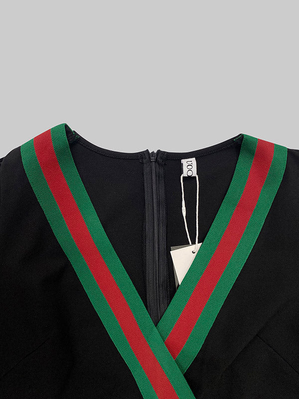 Viera Σετ Πλεκτό Φόρεμα Δύο Τεμαχίων με Ρίγες σε Αντίθεση