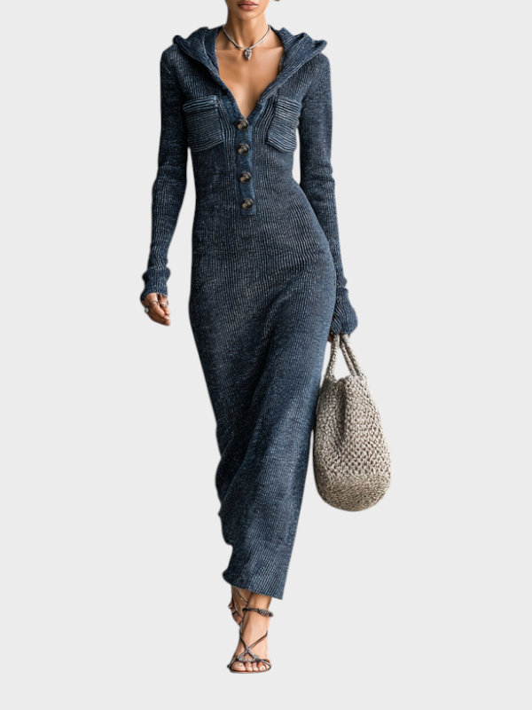 Akesha | Γυναικείο Μακρύ Φόρεμα Με Κουκούλα Slim-fit MDA1451H6Y