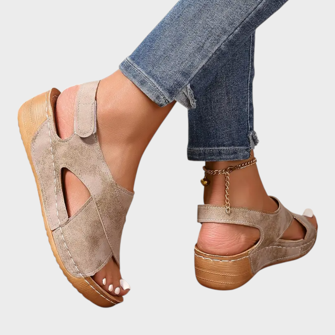 Litzy | Γυναικείες Νέες Vintage Μονοχρωμίες Καλοκαιρινές Σανδάλια με Τακούνι