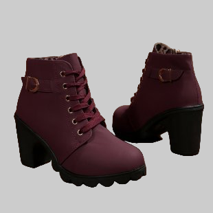 KATNI™ - Chic Lace-Up Metal Buckle Chunky Ankle Boots
